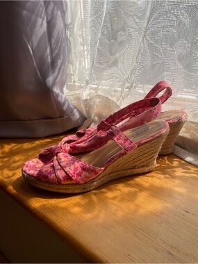 Sonoma Pink Floral Espadrille Wedge Sandals